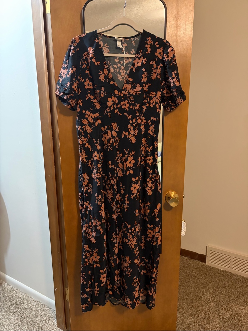 a new day Black Dress with Rust Floral Print